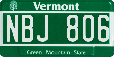 VT license plate NBJ806