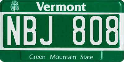 VT license plate NBJ808