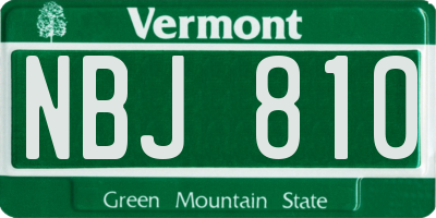 VT license plate NBJ810