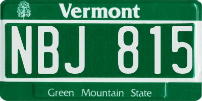 VT license plate NBJ815