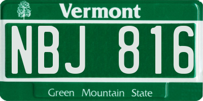 VT license plate NBJ816