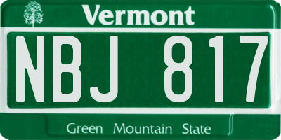 VT license plate NBJ817