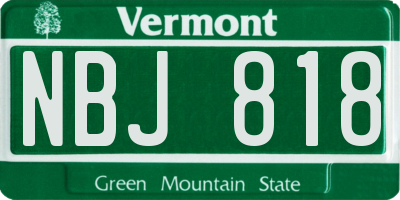 VT license plate NBJ818
