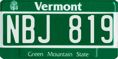 VT license plate NBJ819