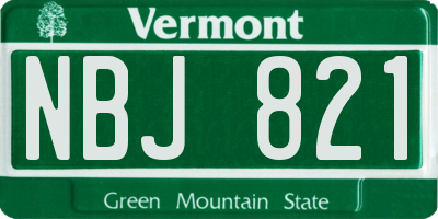 VT license plate NBJ821