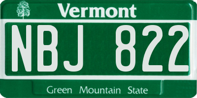 VT license plate NBJ822
