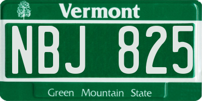 VT license plate NBJ825