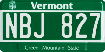 VT license plate NBJ827
