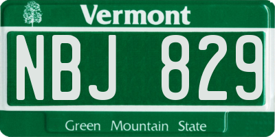 VT license plate NBJ829