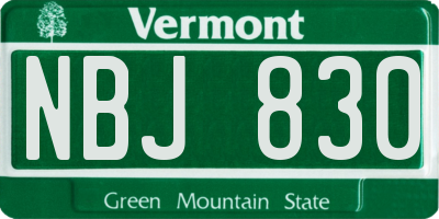 VT license plate NBJ830