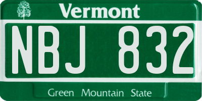 VT license plate NBJ832
