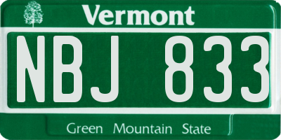 VT license plate NBJ833