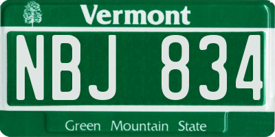 VT license plate NBJ834