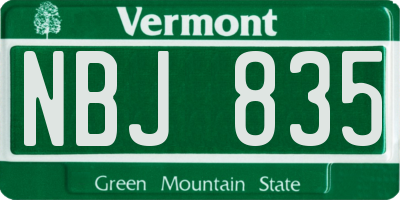 VT license plate NBJ835