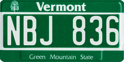 VT license plate NBJ836