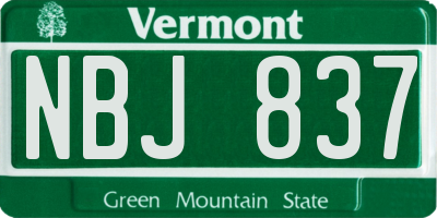 VT license plate NBJ837