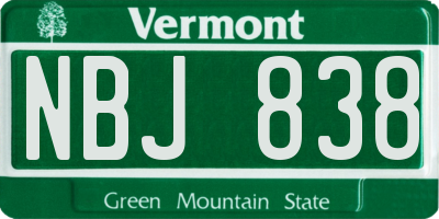 VT license plate NBJ838