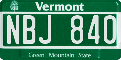 VT license plate NBJ840