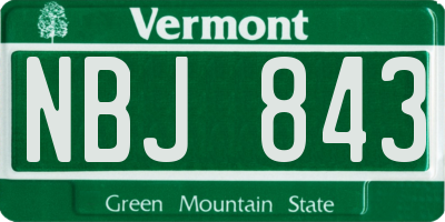 VT license plate NBJ843