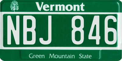 VT license plate NBJ846