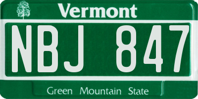 VT license plate NBJ847