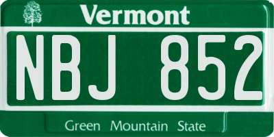 VT license plate NBJ852