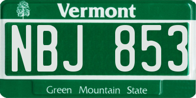 VT license plate NBJ853
