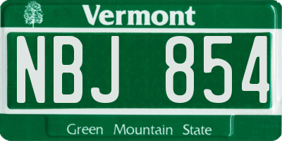 VT license plate NBJ854