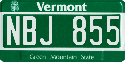 VT license plate NBJ855
