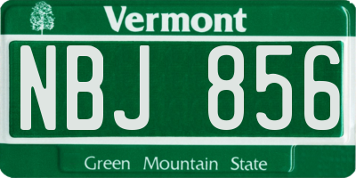 VT license plate NBJ856