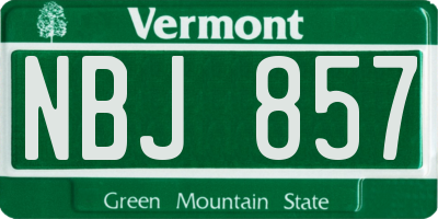 VT license plate NBJ857