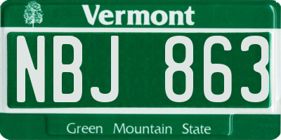 VT license plate NBJ863