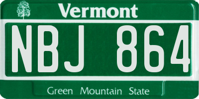 VT license plate NBJ864