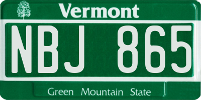 VT license plate NBJ865
