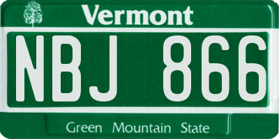 VT license plate NBJ866