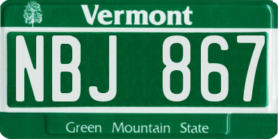 VT license plate NBJ867