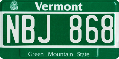 VT license plate NBJ868