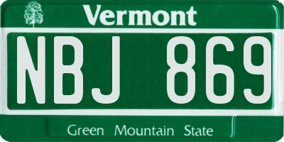 VT license plate NBJ869