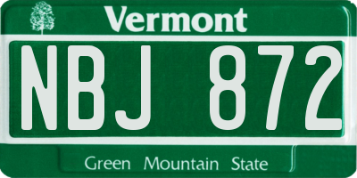 VT license plate NBJ872