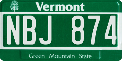 VT license plate NBJ874