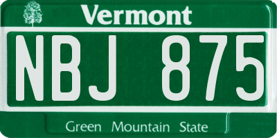 VT license plate NBJ875