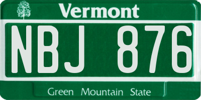 VT license plate NBJ876