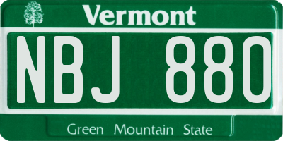 VT license plate NBJ880
