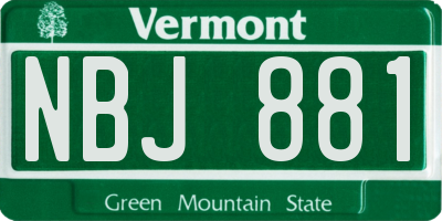 VT license plate NBJ881