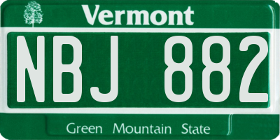 VT license plate NBJ882