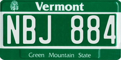 VT license plate NBJ884