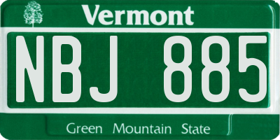 VT license plate NBJ885
