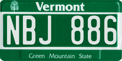 VT license plate NBJ886