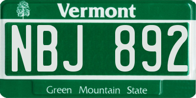 VT license plate NBJ892