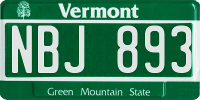VT license plate NBJ893